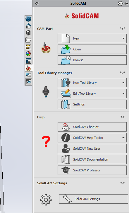 SolidCAM ChatBot în TaskPane-ul SolidWorks
